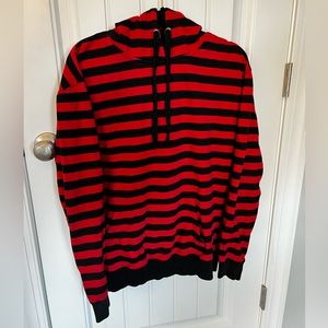 Hot Topic Red Black Striped Hoodie Pullover